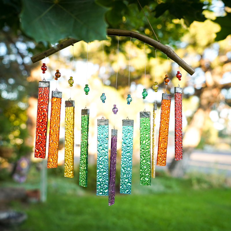 Carillon mobile en verre texturé arc-en-ciel