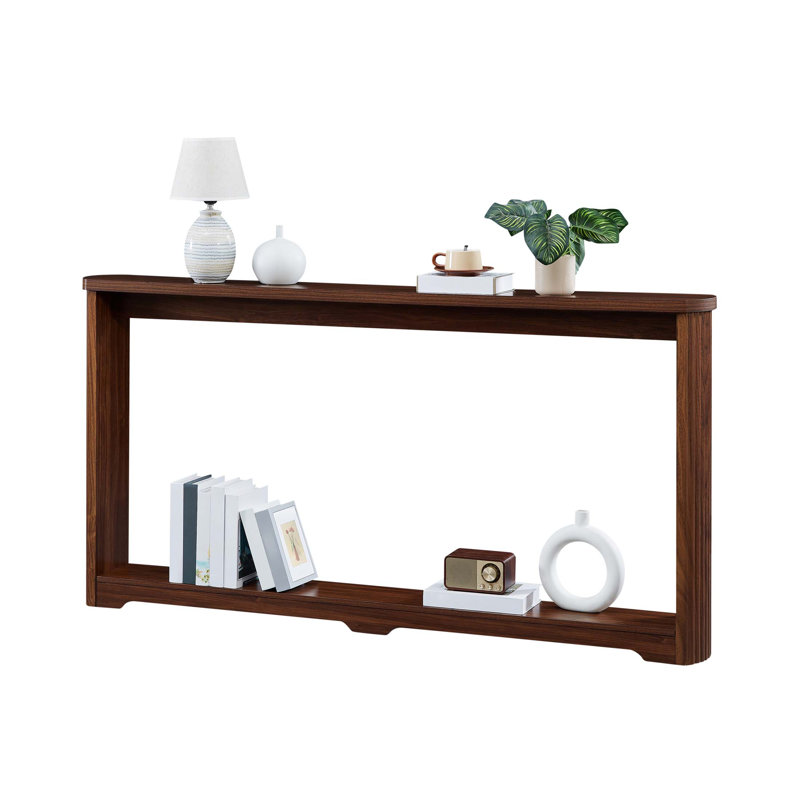 Modern Corrugated Texture Storage Table For Entranceways – Elegant Narrow Wooden Console Sofa Table For Hallways And Front Doors