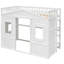 Lit mezzanine simple avec lit - blanc, fabriqué en bois massif pour une chambre à coucher blanche, cadre paisible et sain-1977294744-1977294745