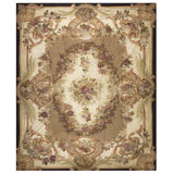 Antique Aubusson French Floral, Medallion Flat Weave Rug