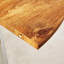 Table de salle à manger réglable et extensible, plateau en panneau de fibres à densité moyenne à grain de bois avec pieds en métal argenté, table rétractable élégante