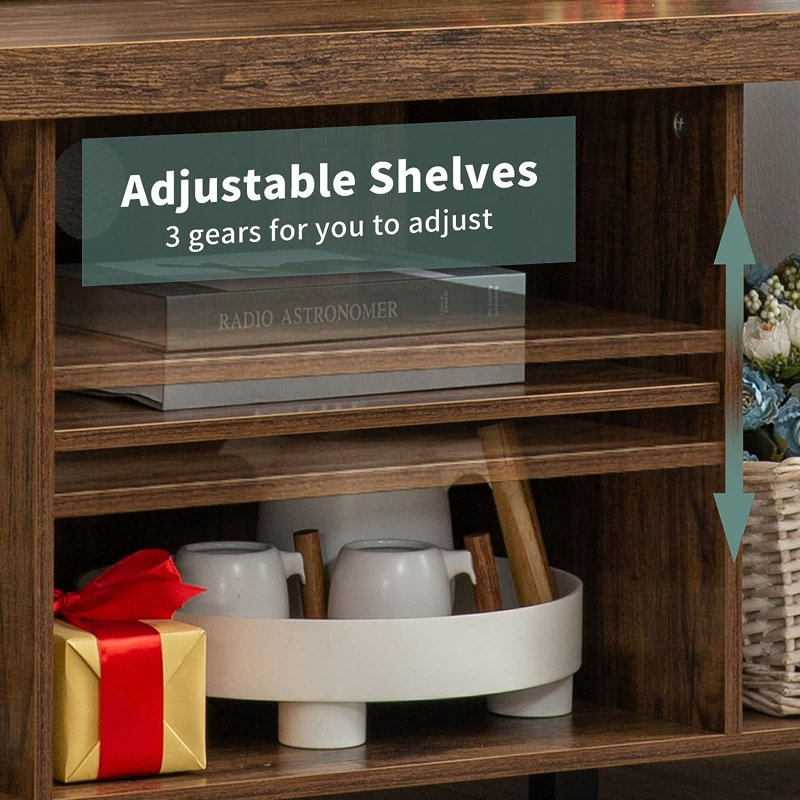 Gray MDF and Metal 50'' TV Stand with Open Shelving