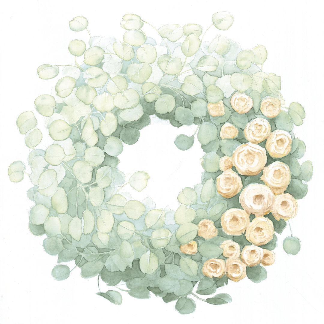 Eucalyptus Wreath Watercolour - Wrapped Canvas Painting