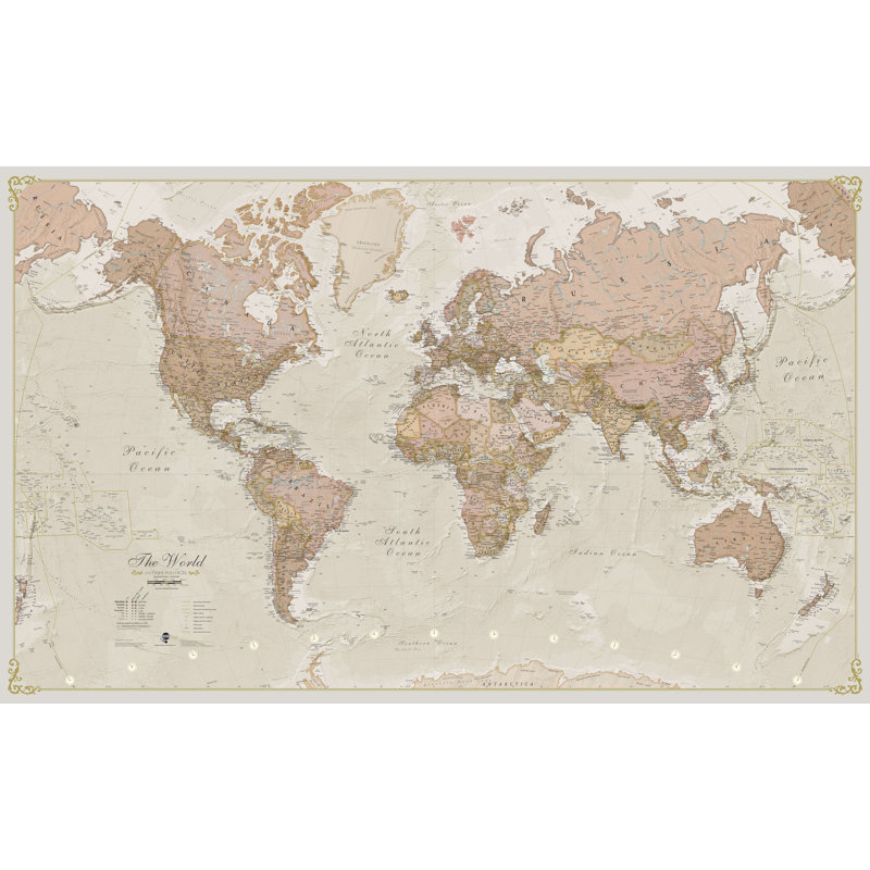 Medium Antique World Map - No Frame Print, 59.4cm H x 84.1cm W x 0.5cm D
