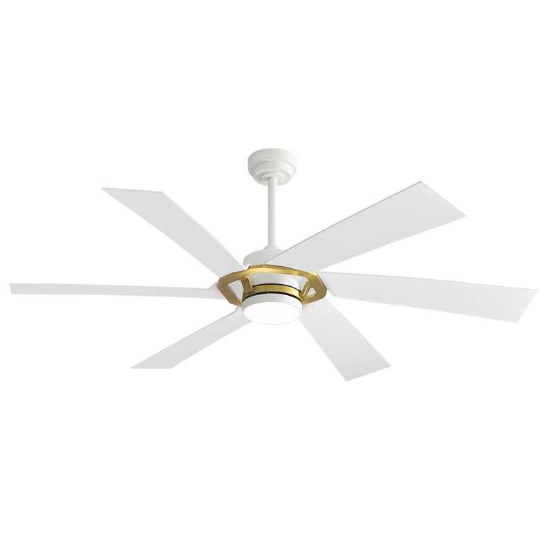 Ventilateur de plafond d'intérieur intelligent de 60 po avec lumières DEL Lucienne, Blanc, Blanc