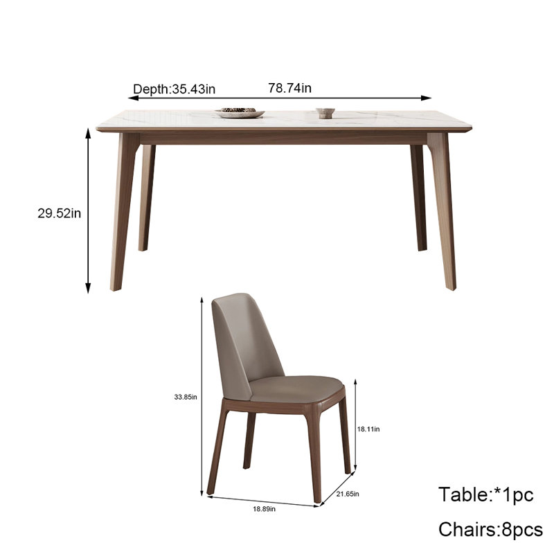 Ensemble de table de salle à manger et de chaises en bois de frêne L 78,74 po x l 35,43 po