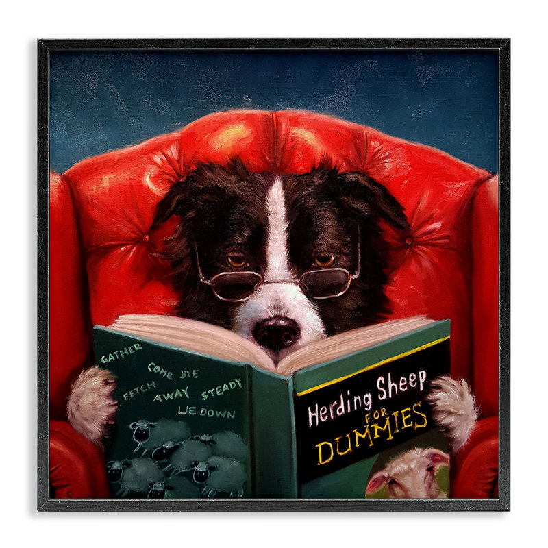 «Herding Sheep Dog lecture for Dummies» par Lucia Heffernan - reproduction d'art, H 24 po x l 24 po