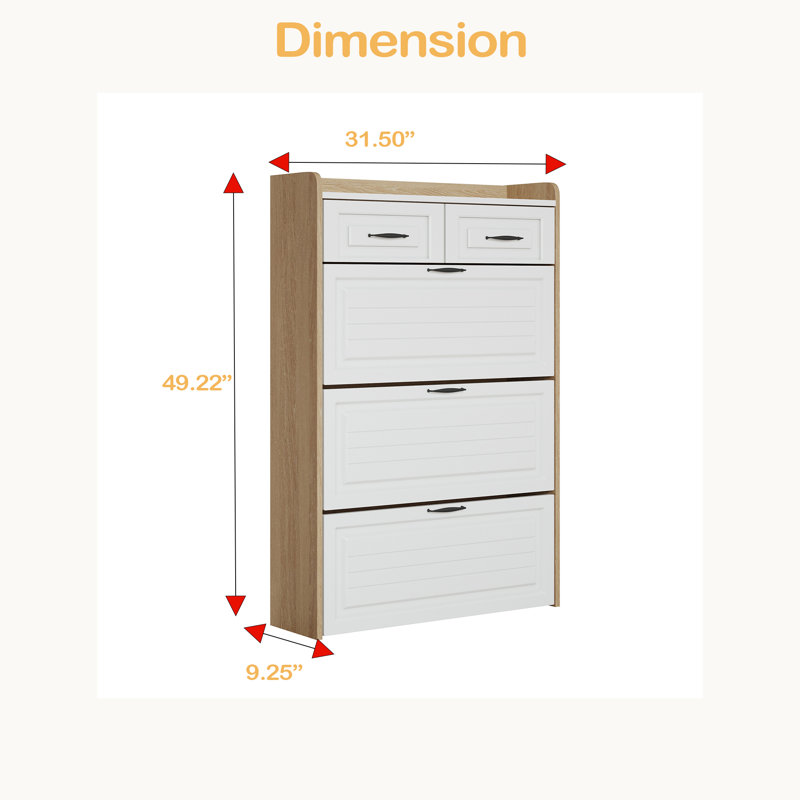 Shoe Cabinet With 3 Doors 2 Drawers,Large Space For Storage