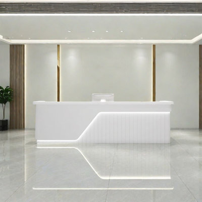 Computer Desk, Front Desk & Writing Desk with Spacious Storage and Lockable Drawers for Office or Reception Area