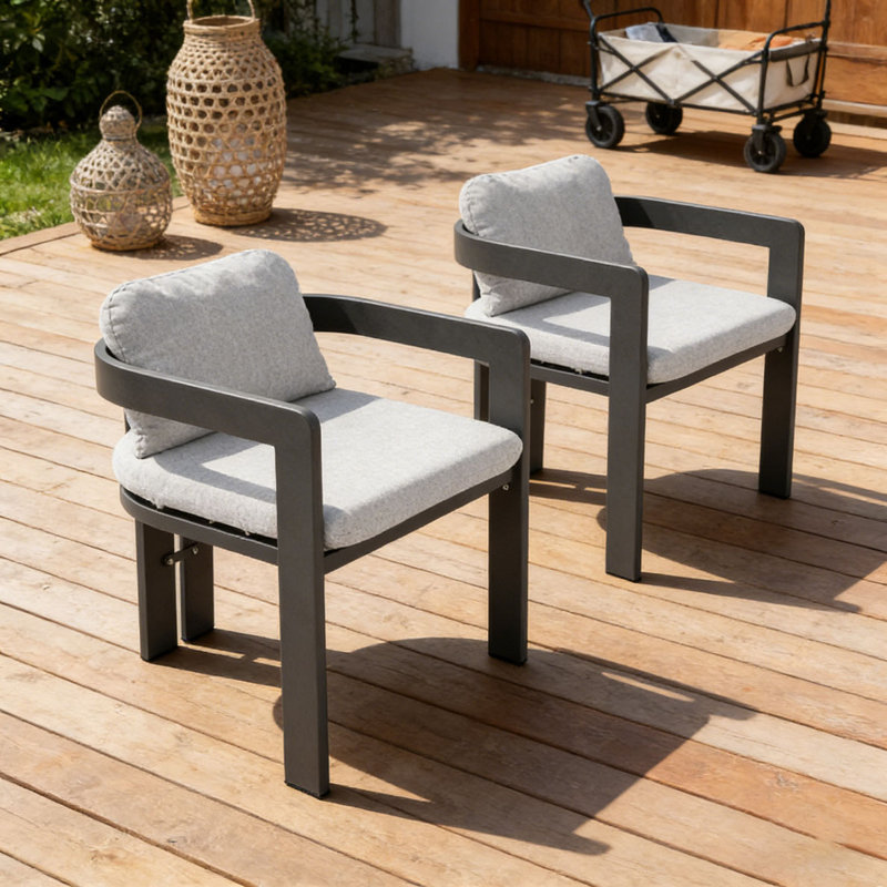 Chaise d'extérieur en aluminium pour patio, Gris