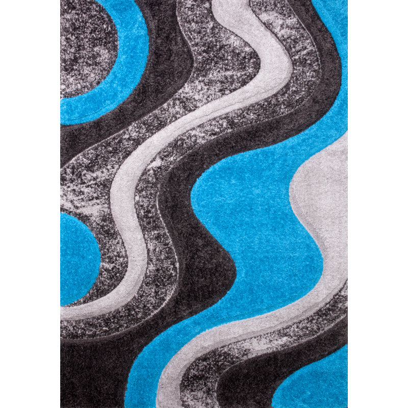 Tapis bleu à poils longs Accalia