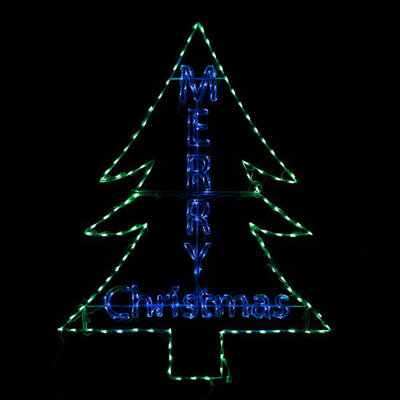 Dynamic RGBWW LED Merry Christmas Tree Metal Frame