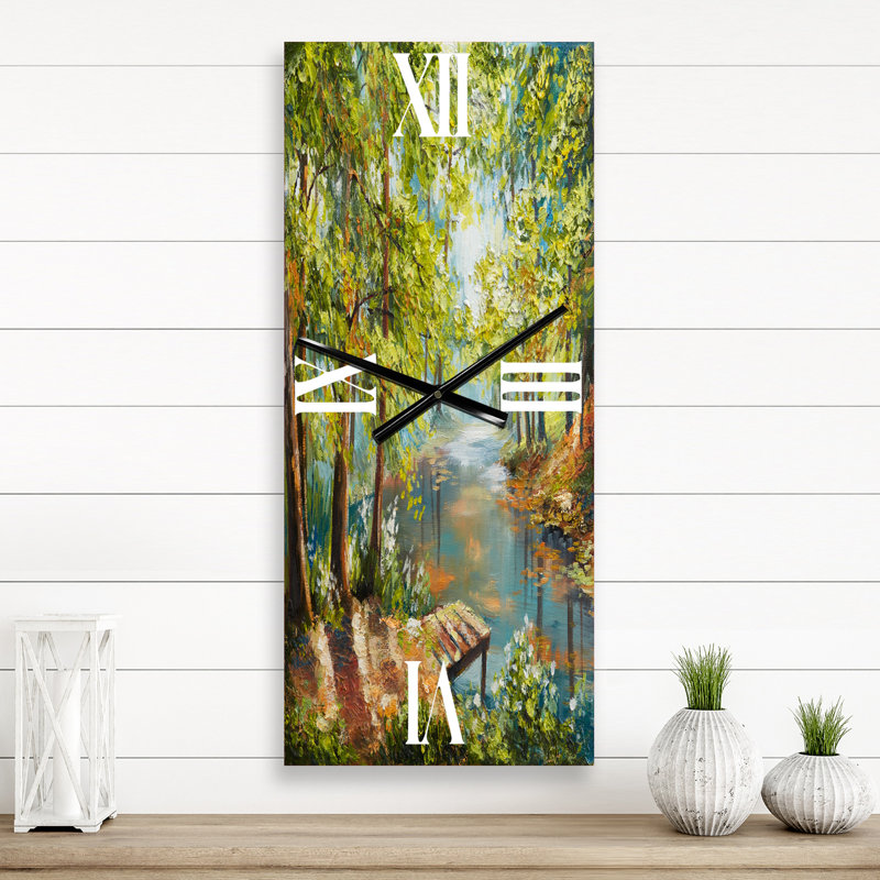 Forêt d'automne avec rivière méandreuse - horloge murale Lake House, Petit