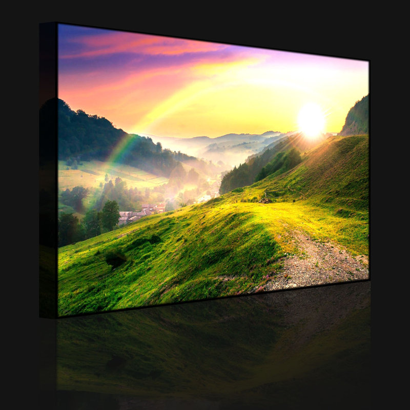 French Mountain Landscape At Sunset by No - Wrapped Canvas Print, 60cm H x 80cm W x 4.5cm D, Without lighting
