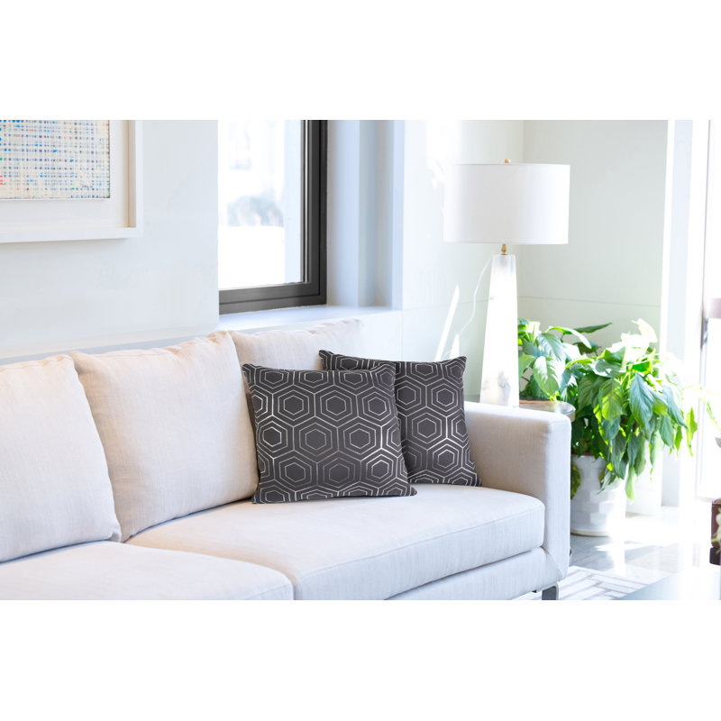 Hartford Geometric Square Throw Pillow Cover, Charcoal