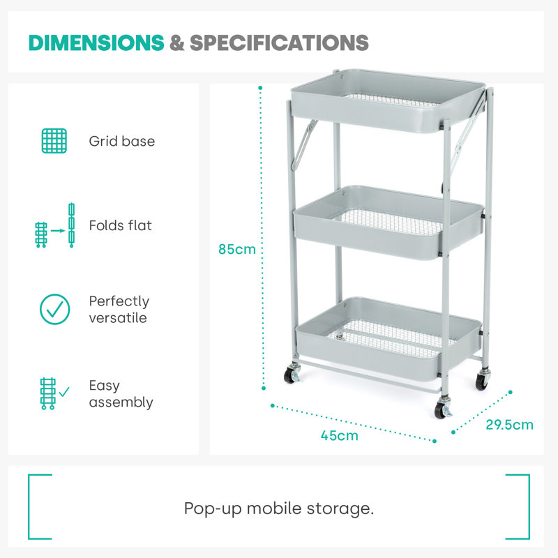 Metal Bar Cart, Grey