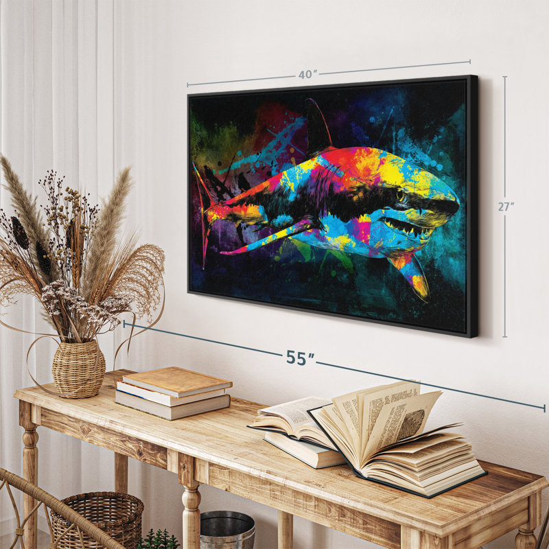 " Great White Shark Color Grunge Wall Art ", 40" H x 27" W