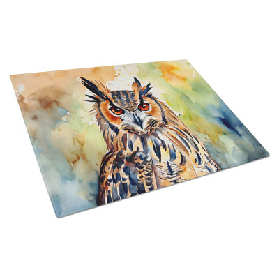 Eurasian Eagle Owl Glass Cutting Board