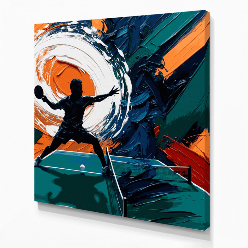 Art sur toile gris Sports Tennis de table, H 12 po x l 12 po