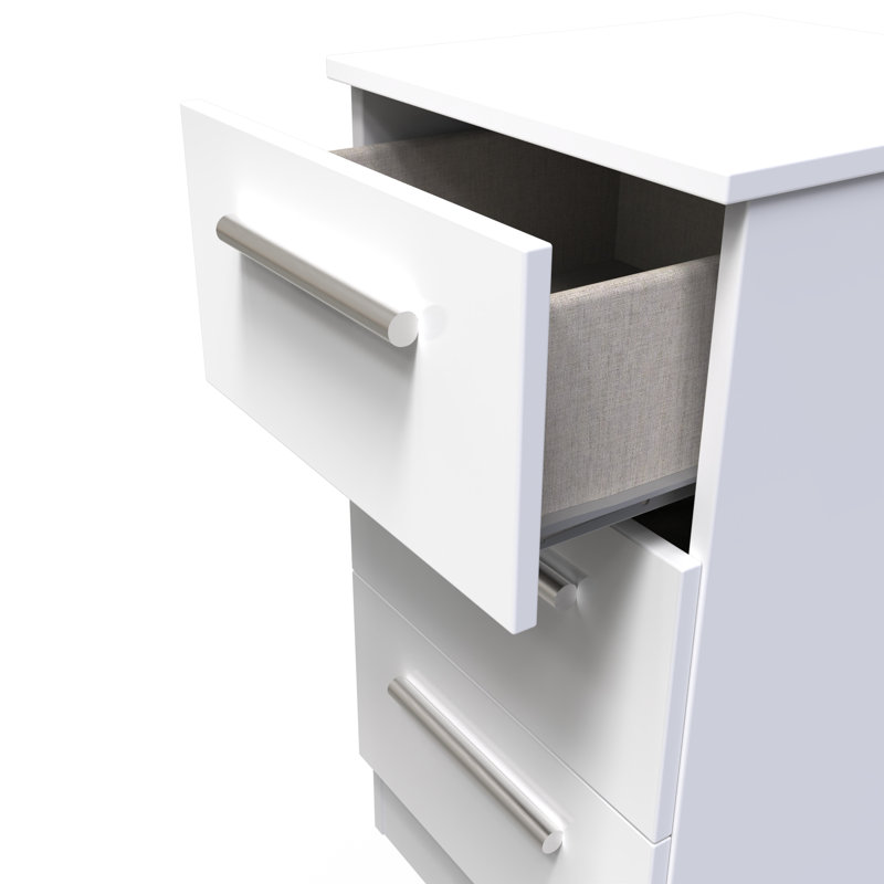 Bhaga 37cm W Manufactured Wood Bedside Table, White Matt