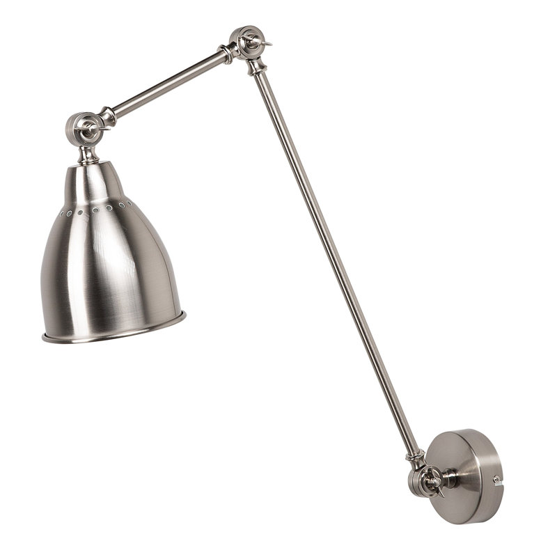 Sandhurst Swing Arm Sconce, Silver/Silver