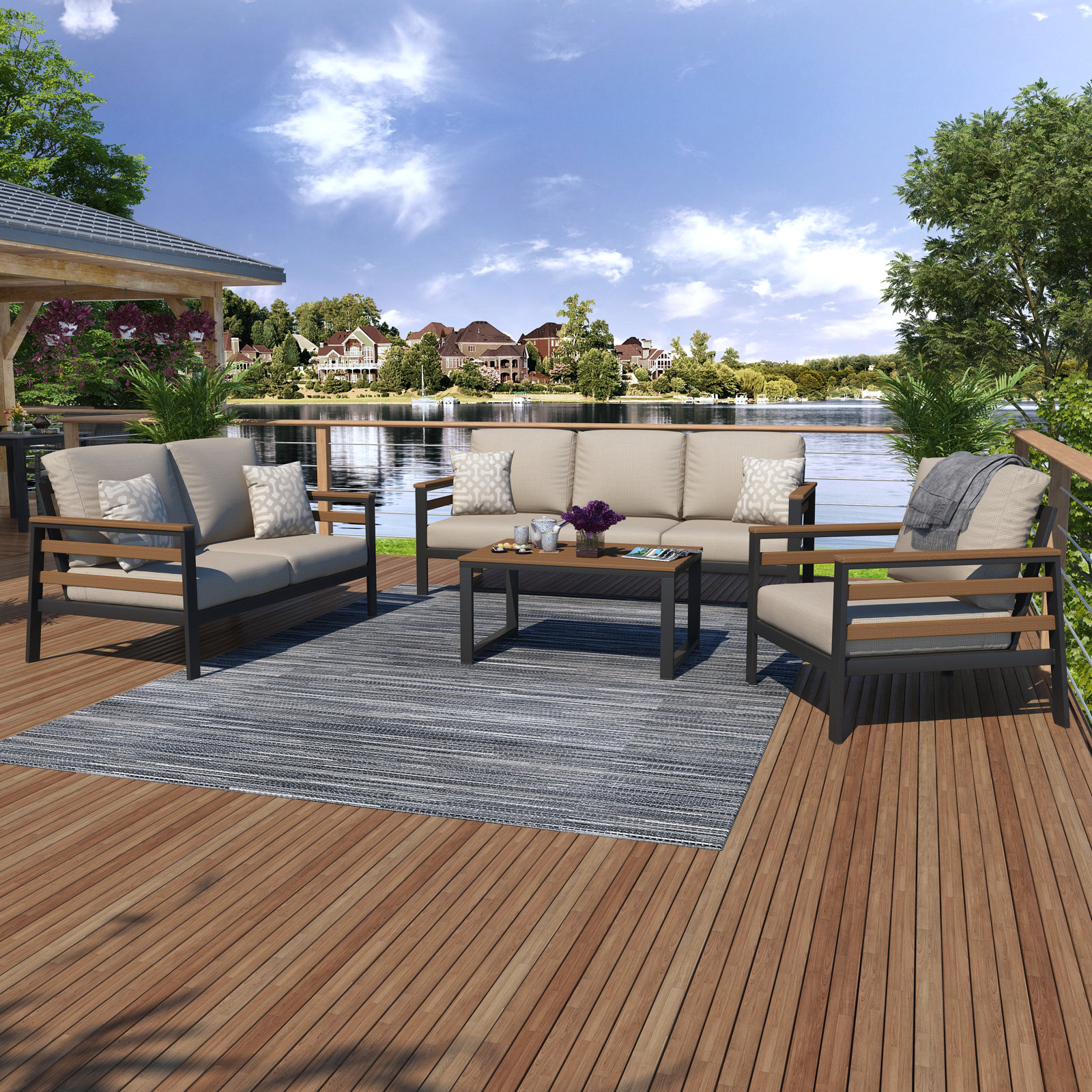 Townsend 6-Person Sunbrella® Patio Seating Group, Cast Silver