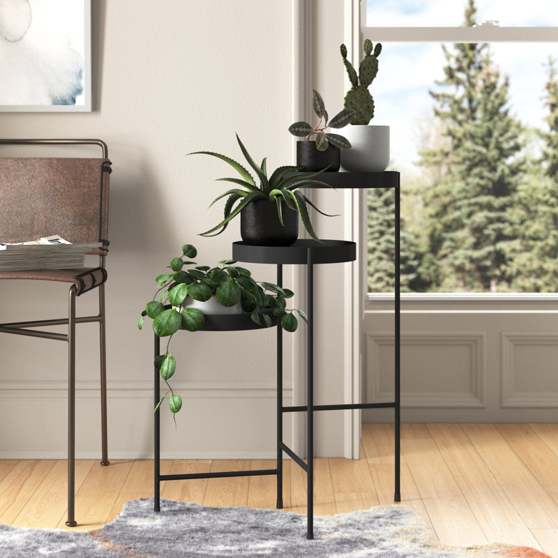 Support pour plantes rond à plusieurs niveaux Lofgren, Gris, H 30 po x L 10 po x P 10 po