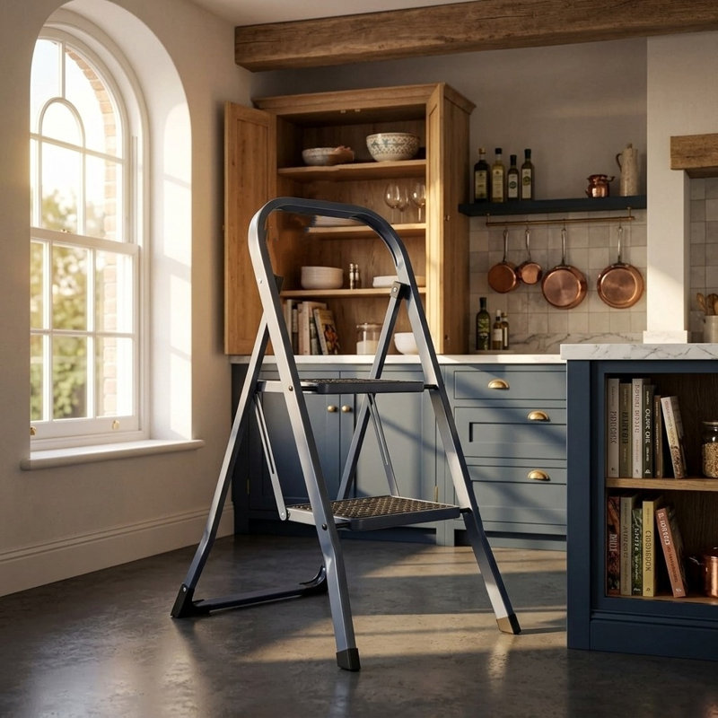 Steel Step Ladder, 81cm H, Gray