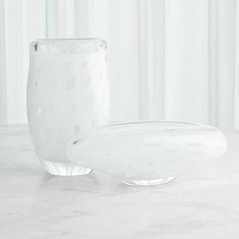 Netted Handmade Glass Table Vase, White