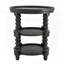 Round Three-Tiered Side Table with Rattan Shelves in Black
