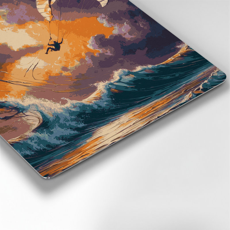 Sports Kiteboarding Grey Metal Wall Art, 12" H x 12" W x 0.05" D