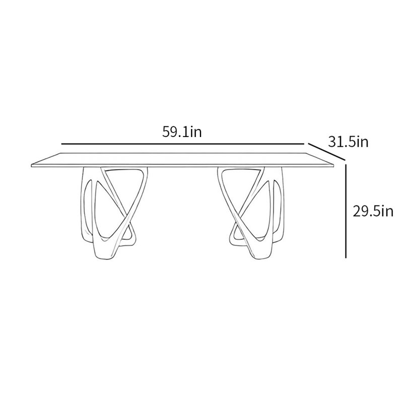 Light luxury modern home dining table, 29.5"H x 59.1"L x 31.5"W