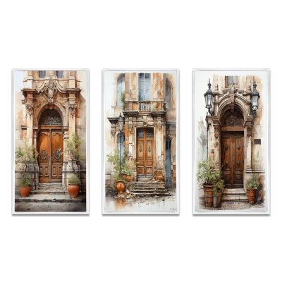 Porte de la vieille ville de France - ensemble de 3 pièces
