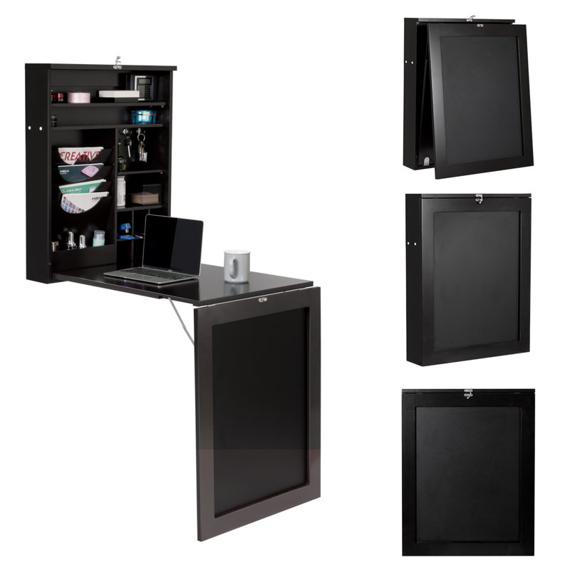 Foldable Armoire Desk, Black