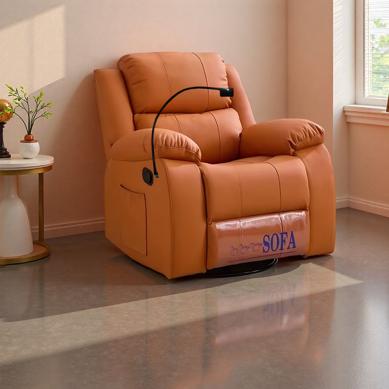 Fauteuil inclinable ergonomique en similicuir de luxe, Orange