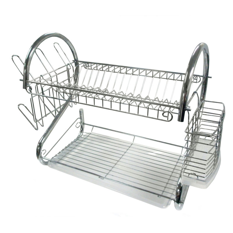 Égouttoir à vaisselle en métal à 2 niveaux, H 15,5 po x l 27 po x P 9,25 po