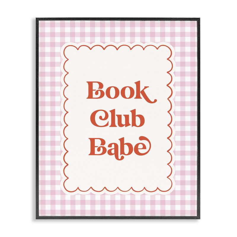 Book Club Babe Gingham, estampe numérique, design par Nadia Hassan, H 14 po x l 11 po, Giclée encadrée noir minuit
