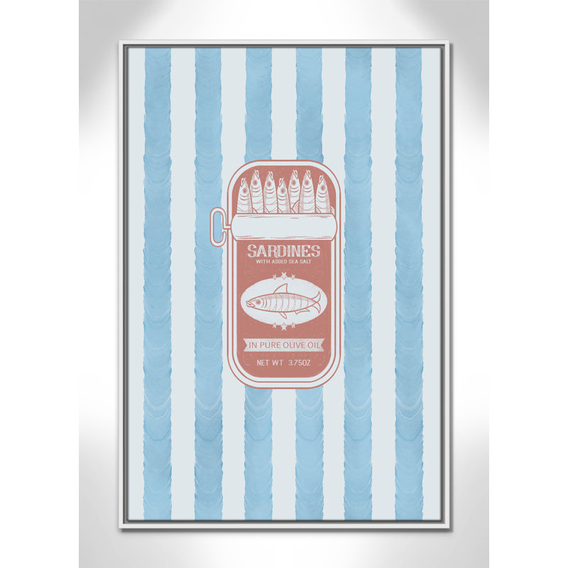 «Salty Sardines Print» par Marcus Prime, L 25,5 po x H 37,5 po, Flotteur blanc