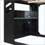 Lit mezzanine en bois avec bureau réglable en hauteur, tiroirs, compartiments de rangement, tringle et lumières RVB-1982752060