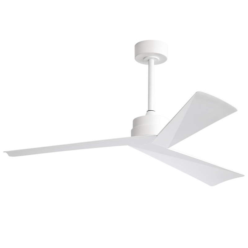 Ventilateur de plafond CC 52 po avec télécommande Breeleigh, ventilateur de plafond intérieur, 3 pales en ABS, Blanc