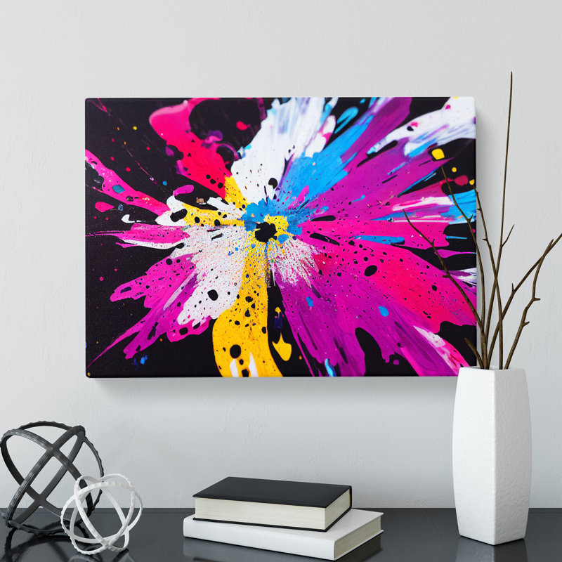 Heartwarming Flower Splash Abstract - Wrapped Canvas, 35cm H x 50cm W x 3cm D