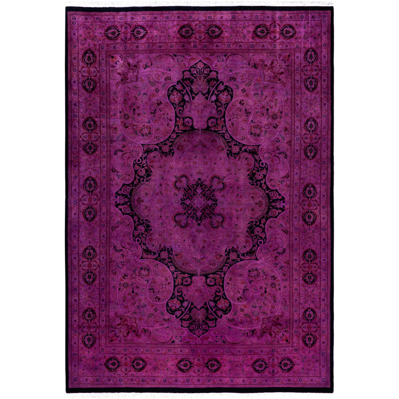 Overdyed Hand-Knotted Wool Modern-Contemporary Purple Area Rug 6' 2" x 9' 0"