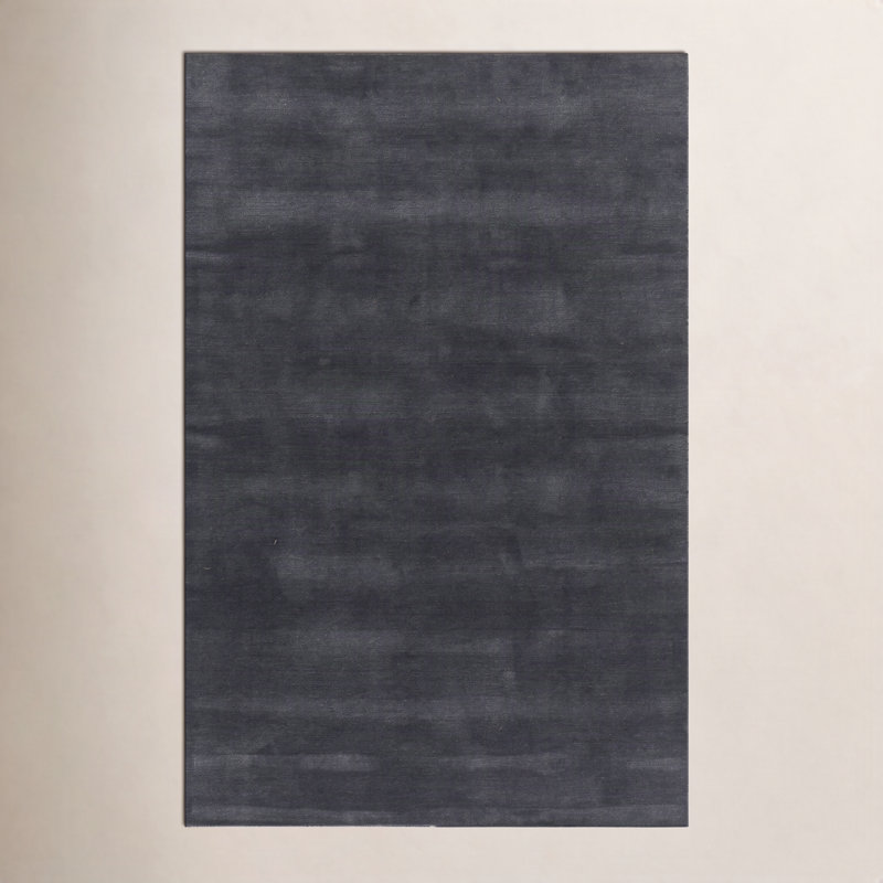 Nori Hand Loomed Wool Blend Solid Blue Area Rug 9' X 12', 9' X 12'