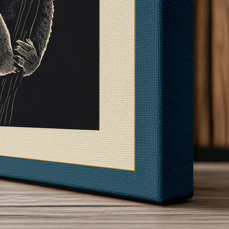 Bold Koala Geometric - Wrapped Canvas, 24x16 - 61.0 x 40.6 cm, Teal Border