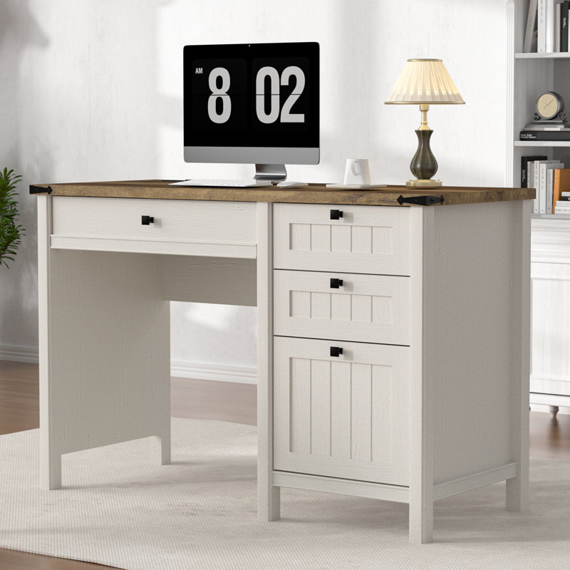 Bureau de direction 45 po Modern Farmhouse, Gris antique / blanc