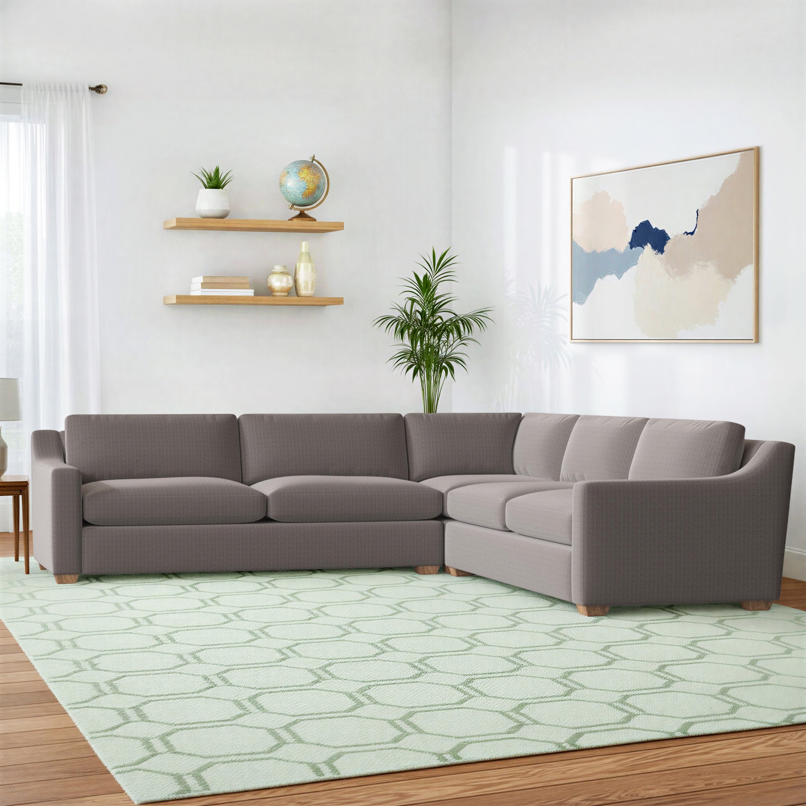 Rhodes 3 - Piece Upholstered Sectional, Brown, Bella Ash Performance Velvet