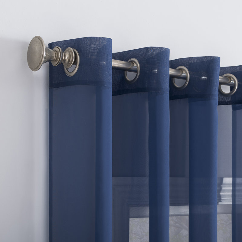 Caspian Voile Sheer Grommet Curtain Panel, 59" W x 63" L, Royal Blue