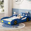 Lit voiture de course en bois, lit plateforme simple en forme de voiture avec roues-1444404129
