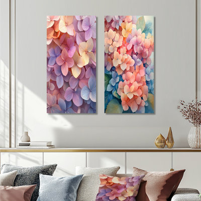 Hydrangeas Garden of the Summer Colors I – Floral Metal Wall Decor Set of 2