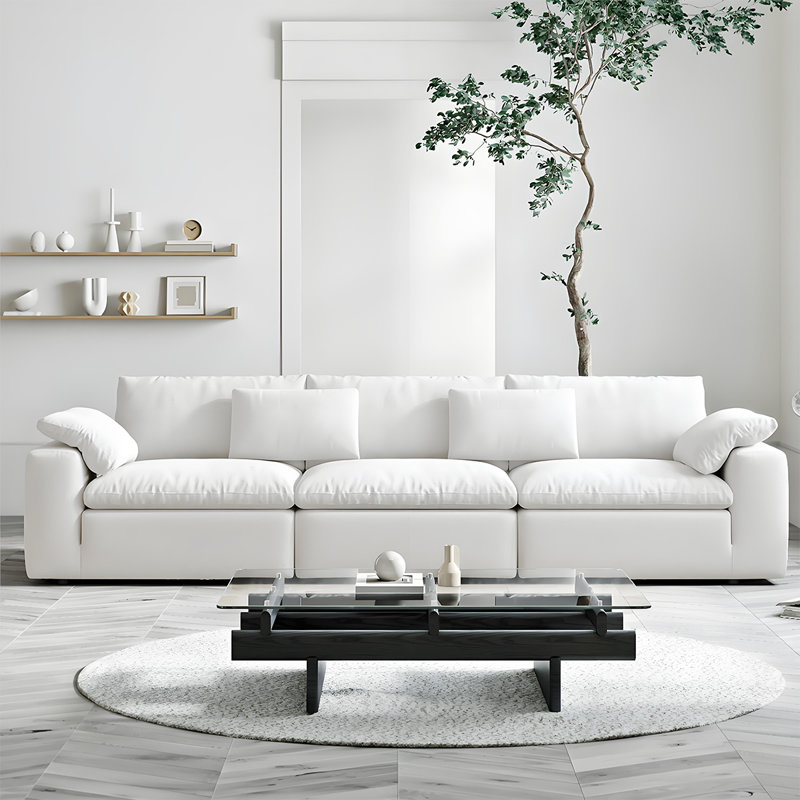 Canapé compressible en lin et coton 111,81 po, H 27,56 po x l 111,81 po x P 39,37 po